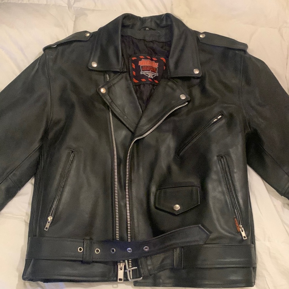 Black Interstate Leather Motorcycle heavy duty Jacket Men’s or Women's XL